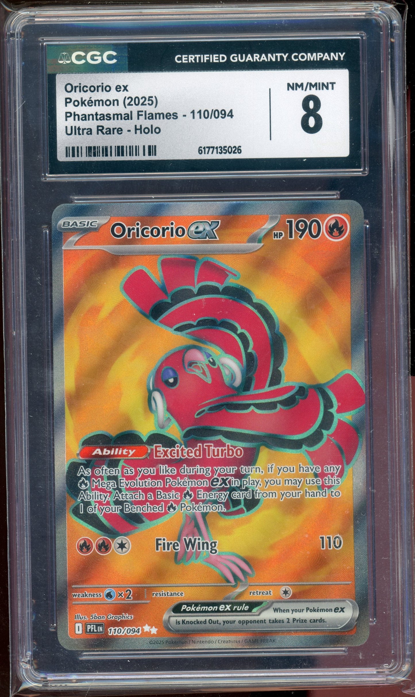 CGC 8 ORICORIO EX PHANTASMAL FLAMES